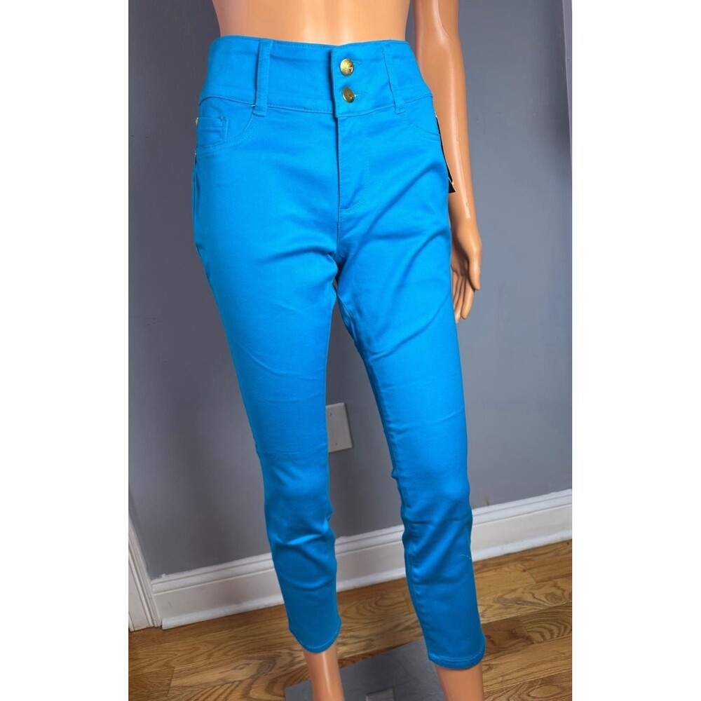 Thalia Sodi Jeans Size 6 NWT Blue Skinny High Waist Ankle Double Button Shaping